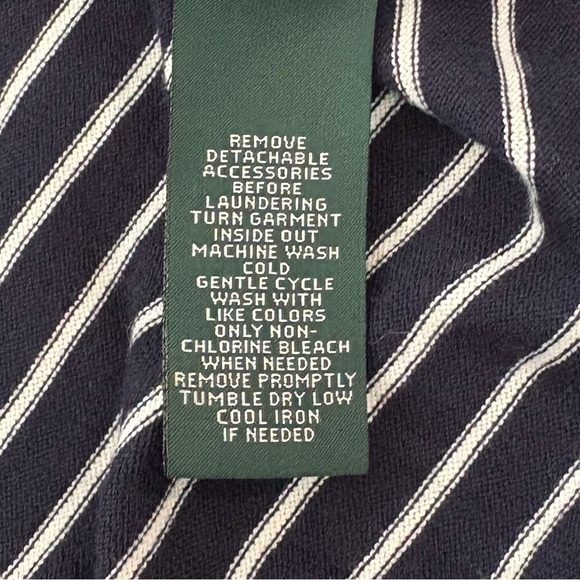 LRL Lauren Jeans Co Ralph Lauren Striped Navy Nautical 3/4 Sleeve Shirt Dress M - Picture 11 of 12